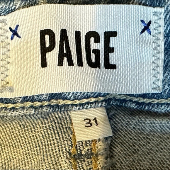 Paige Sarah Slim Jeans Distressed Light Wash Straight Leg High Rise Women’s 31 - Picture 7 of 10
